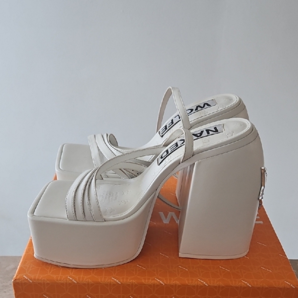Naked Wolfe White Platform Heels